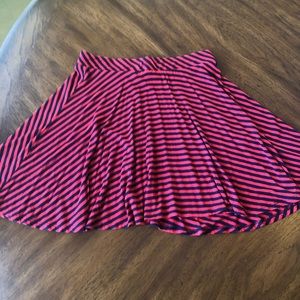 Navy & Red Striped Skater Skirt